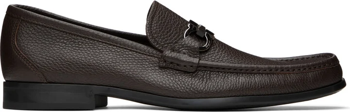 Ferragamo Brown Gancini Ornament Loafers