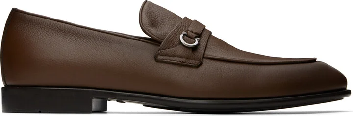 Ferragamo Brown Gancini Ornament Loafers