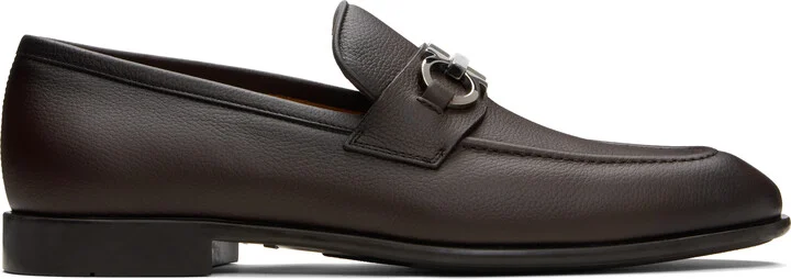 Ferragamo Brown Gancini Ornament Loafers