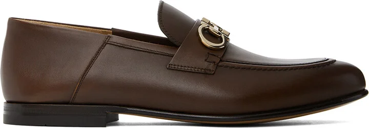 Ferragamo Brown Hardware Loafers
