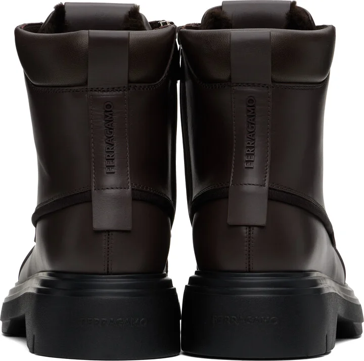 Ferragamo Brown Maxi-Tongue Combat Boots - Image 2