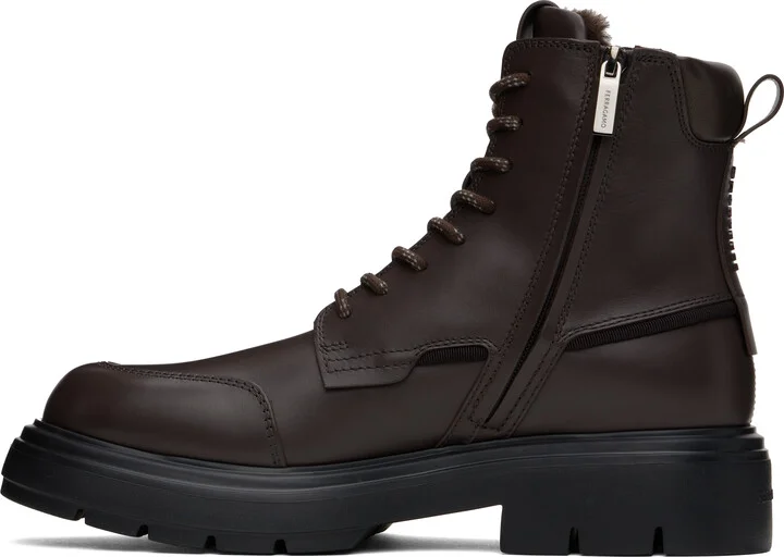Ferragamo Brown Maxi-Tongue Combat Boots - Image 3