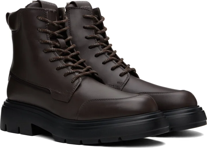 Ferragamo Brown Maxi-Tongue Combat Boots - Image 4