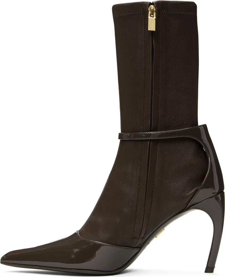 Ferragamo Brown Pointed Ankle Boots - Image 3