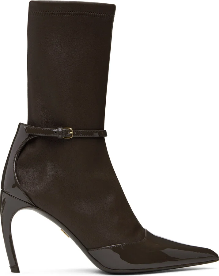 Ferragamo Brown Pointed Ankle Boots