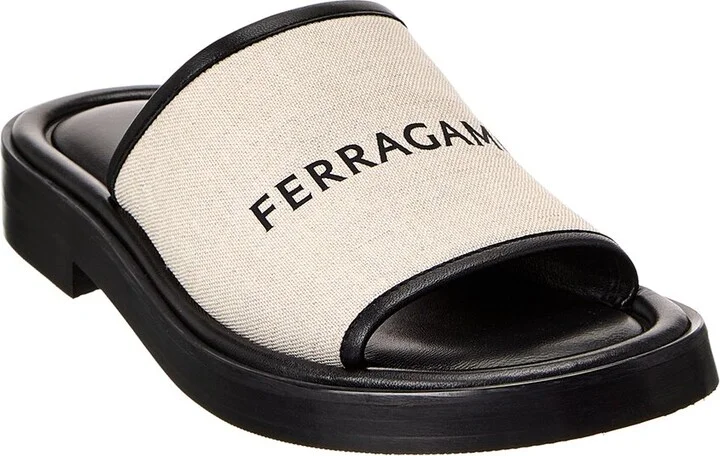 Ferragamo Canvas & Leather Slide