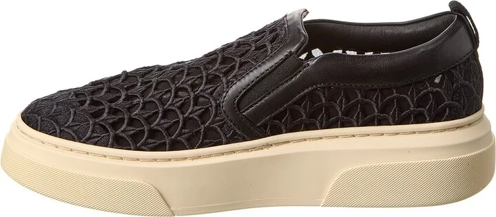 Ferragamo Cassina La Leather-Trim Slip-On Sneaker - Image 2