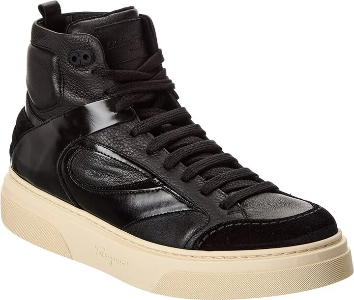 Ferragamo Cassio Leather High-Top Sneaker