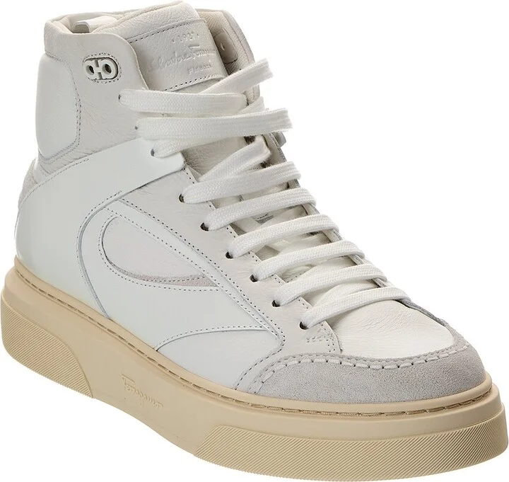 Ferragamo Cassio Leather High-Top Sneaker