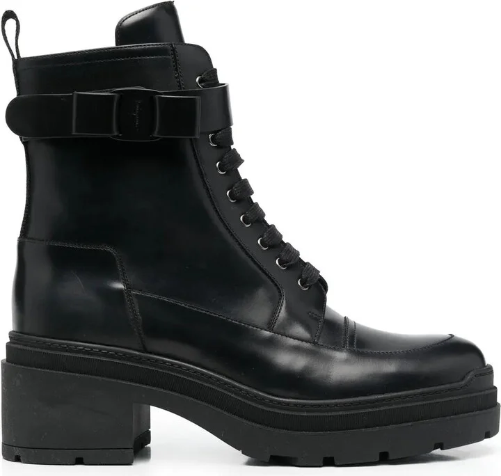 Ferragamo Chunky Leather Biker Boots