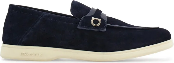 Ferragamo Deconstructed Gancini-Detailed Suede Loafers