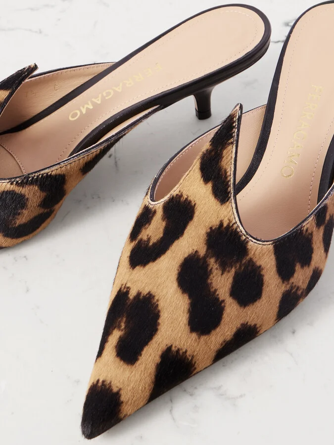Ferragamo - Dorye Leopard-print Calf Hair Mules - Animal print - Image 4