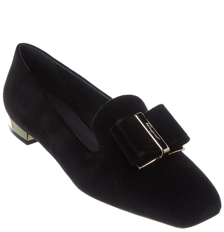 Ferragamo Double Bow Velvet Loafer