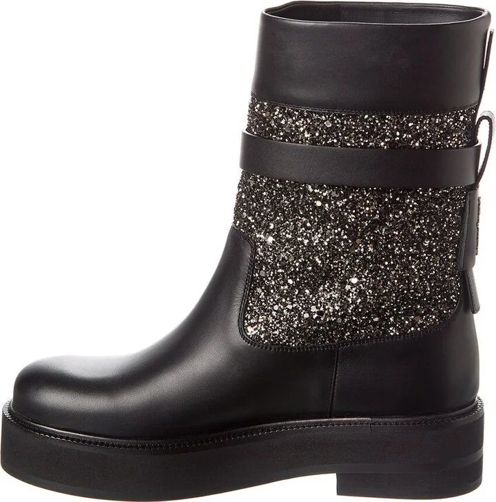 Ferragamo Ean Leather & Glitter Boot - Image 2
