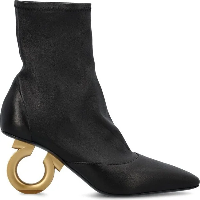 Ferragamo Elina Sculpted-Heeled Ankle Boots