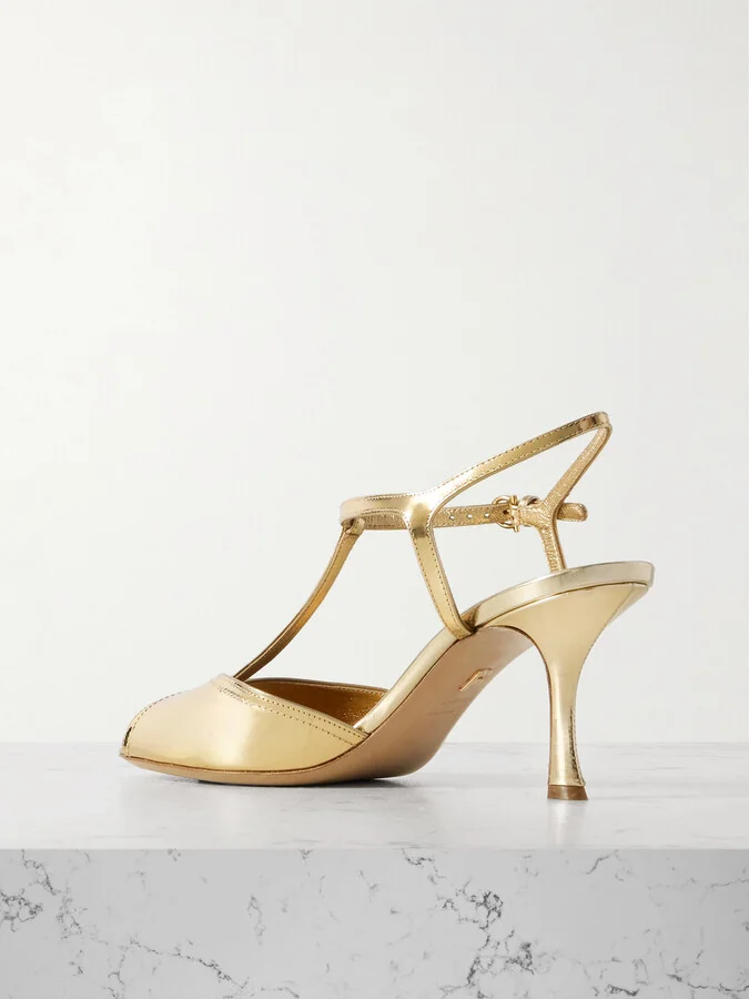 Ferragamo - Ely Metallic Leather Sandals - Gold - Image 3