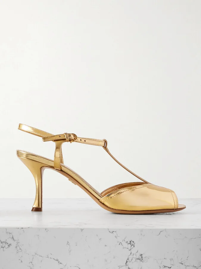 Ferragamo - Ely Metallic Leather Sandals - Gold