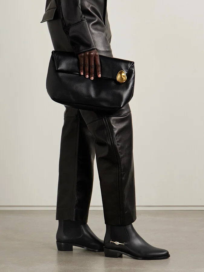 Ferragamo - Embellished Leather Chelsea Boots - Black - Image 3