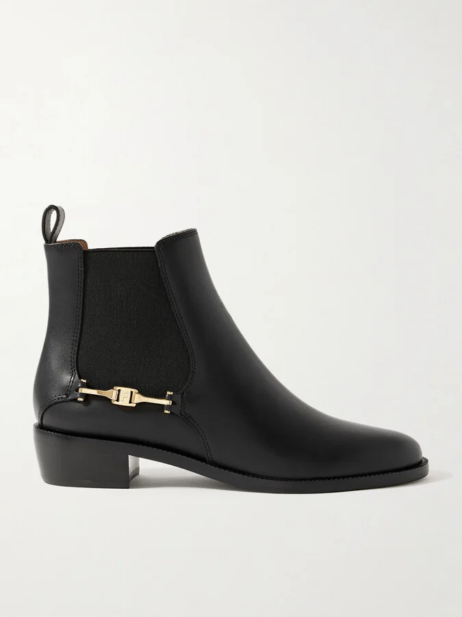 Ferragamo - Embellished Leather Chelsea Boots - Black