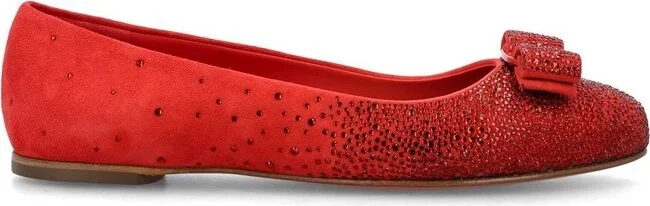 Ferragamo Embellished Vara Bow Flat Shoes