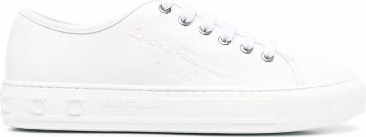 Ferragamo Embossed-Logo Low-Top Sneakers