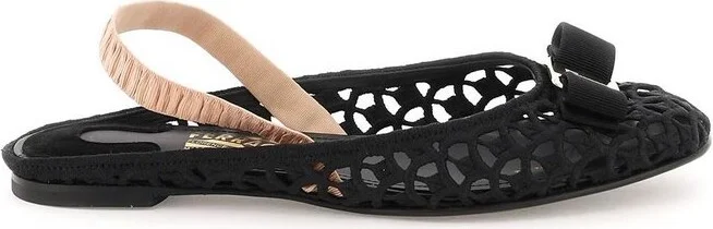 Ferragamo Embroidered Bow Ballet Flats