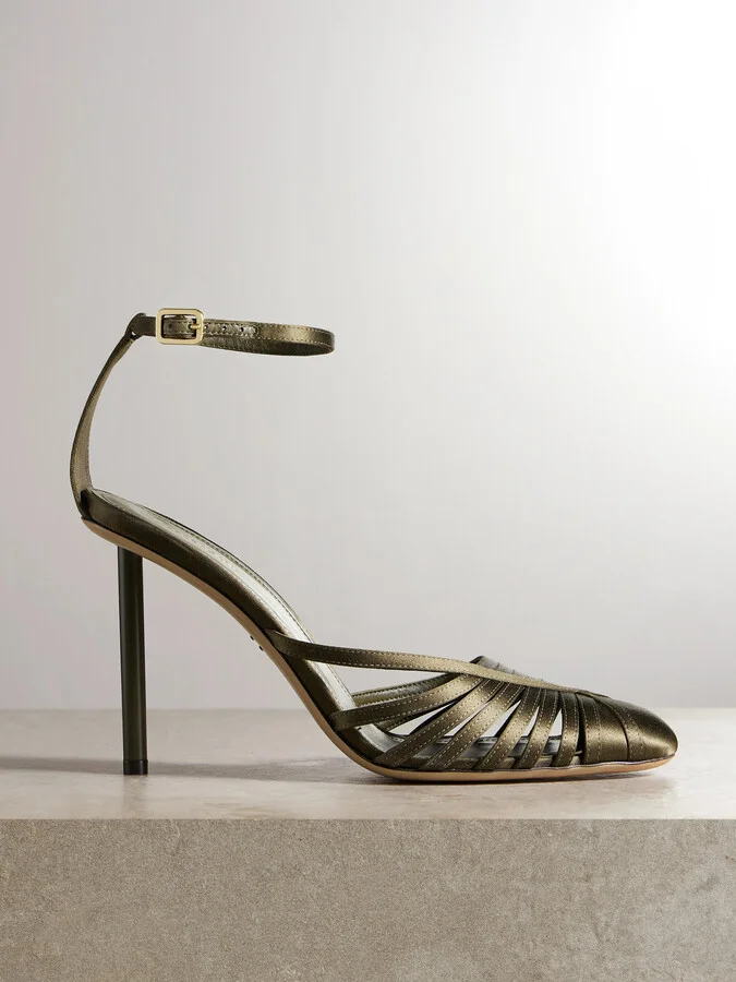 Ferragamo - Ermelia 95 Satin Point-toe Pumps - Green