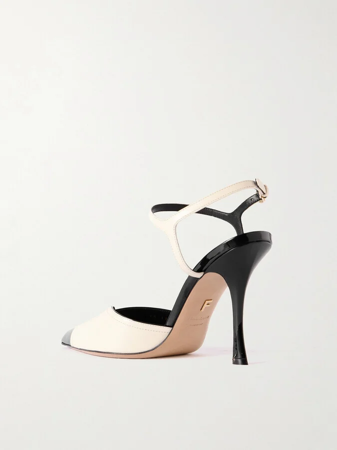 Ferragamo - Erula Smooth And Patent-leather Pumps - Cream - Image 3