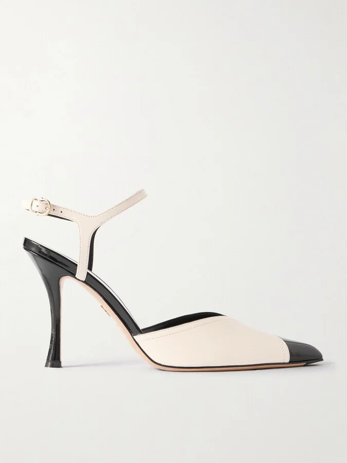 Ferragamo - Erula Smooth And Patent-leather Pumps - Cream