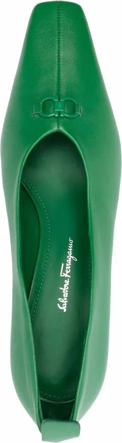 Ferragamo F Heel Leather Pumps
