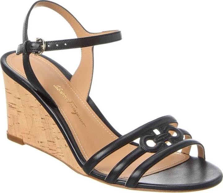 Ferragamo Fieri Leather Wedge Sandal