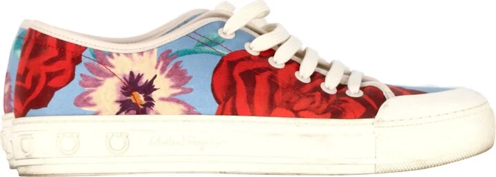 Ferragamo Floral Sneakers in Multicolor Chambray
