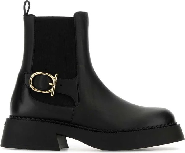 Ferragamo Gancini Buckle Chelsea Boots