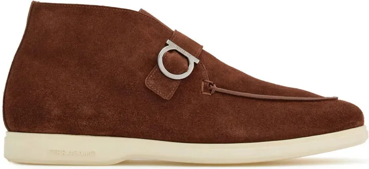 Ferragamo Gancini-Buckle Suede Boots
