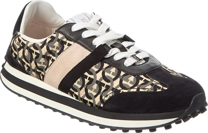 Ferragamo Gancini Canvas & Suede Sneaker