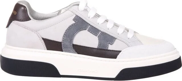 Ferragamo Gancini-Embroidered Lace-Up Sneakers
