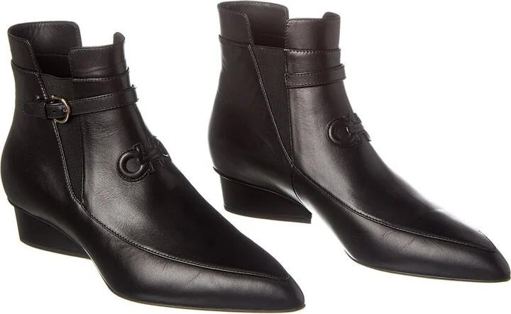 Ferragamo Gancini Leather Bootie (Authentic Pre-Loved)