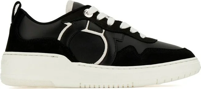 Ferragamo Gancini Round-Toe Lace-Up Sneakers