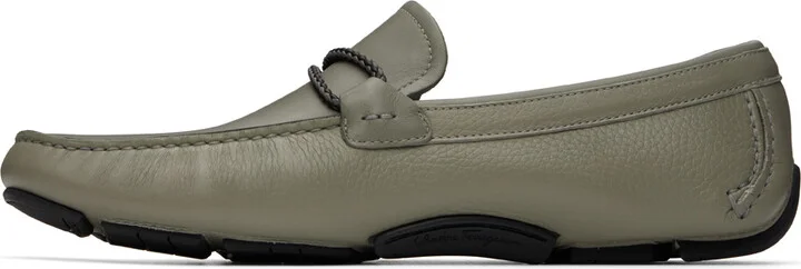 Ferragamo Gray Gancini Ornament Loafers - Image 3
