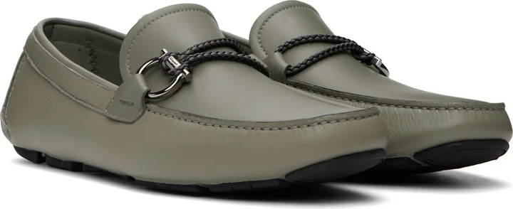 Ferragamo Gray Gancini Ornament Loafers - Image 4