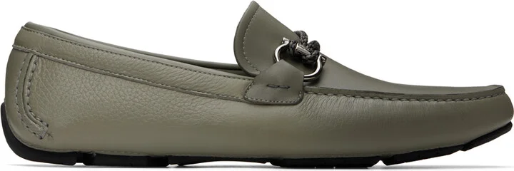 Ferragamo Gray Gancini Ornament Loafers