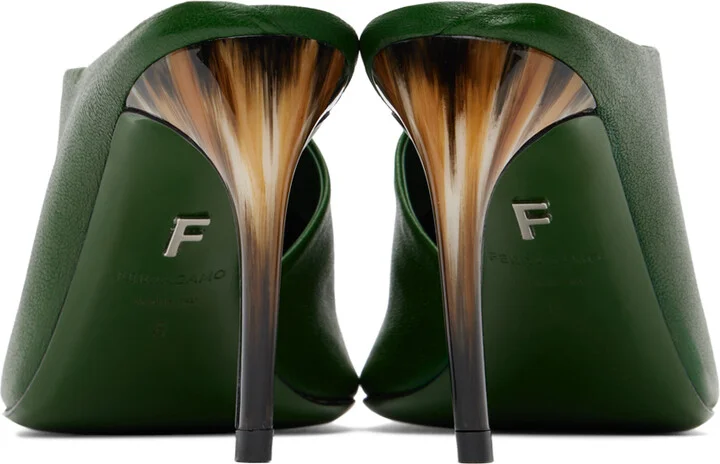 Ferragamo Green Nymphe Mules - Image 2