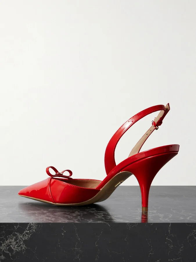 Ferragamo - Gylla Bow-embellished Patent-leather Pumps - Red - Image 3