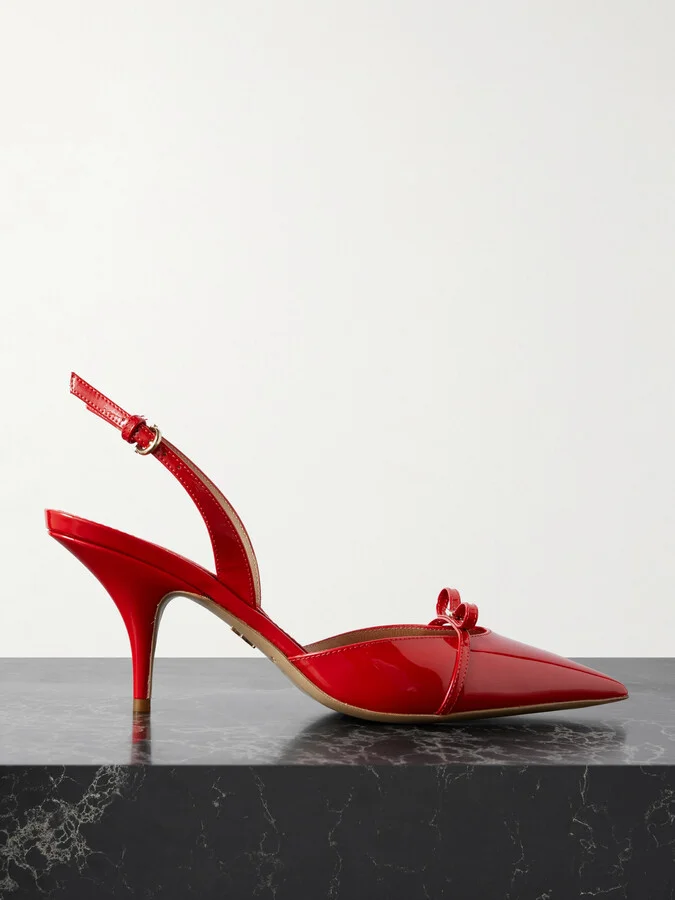 Ferragamo - Gylla Bow-embellished Patent-leather Pumps - Red