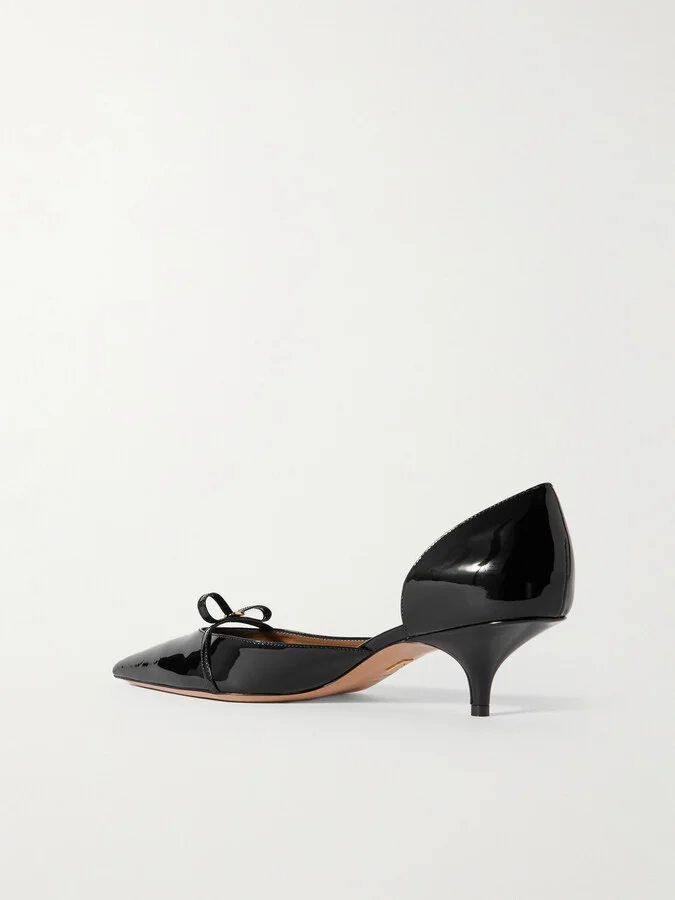 Ferragamo - Gyoia Bow-embellished Patent-leather Pumps - Black - Image 3