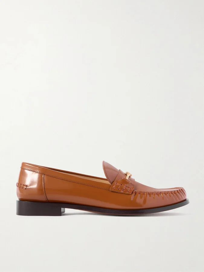 Ferragamo - Harry Embellished Patent-leather Loafers - Brown