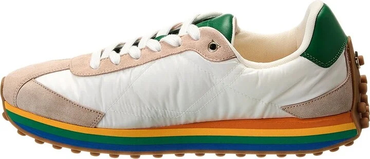 Ferragamo Iggy Dolmias Saddle B Suede & Leather-Trim Sneaker - Image 2