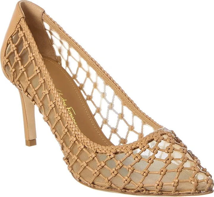 Ferragamo Ilary N70 Mesh & Leather Pump