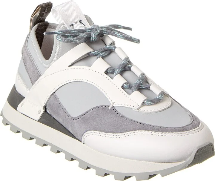 Ferragamo Indy Leather & Suede Sneaker