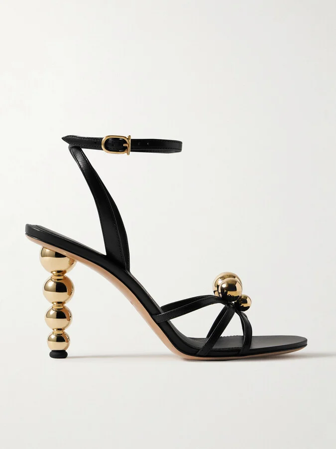 Ferragamo - Karina Embellished Leather Sandals - Black